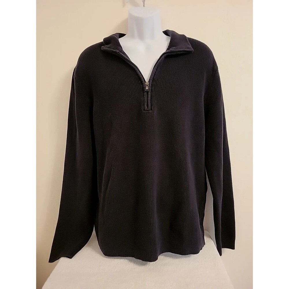 Vintage Calvin Klein  1/4" Zip Dad Sweater Deep Navy 100% Cotton